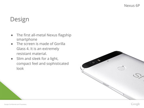 Nexus 6P slides présentation officiels