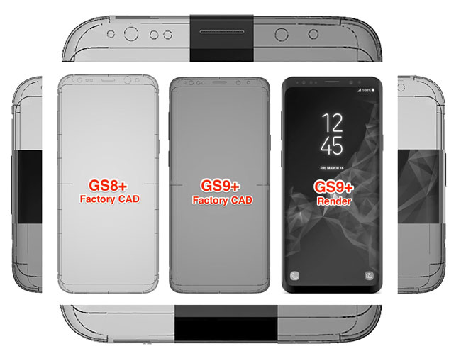 Galaxy S9+ CAD comparé au GS8+