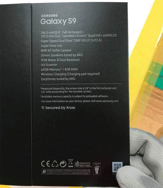 Galaxy S9 boite