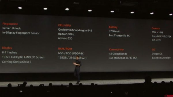 OnePlus 6T toutes les caractéristiques