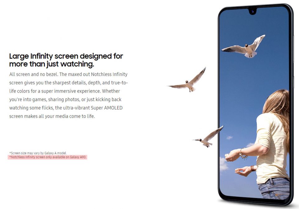 Samsung Galaxy A90 un écran Infinity sans encoche