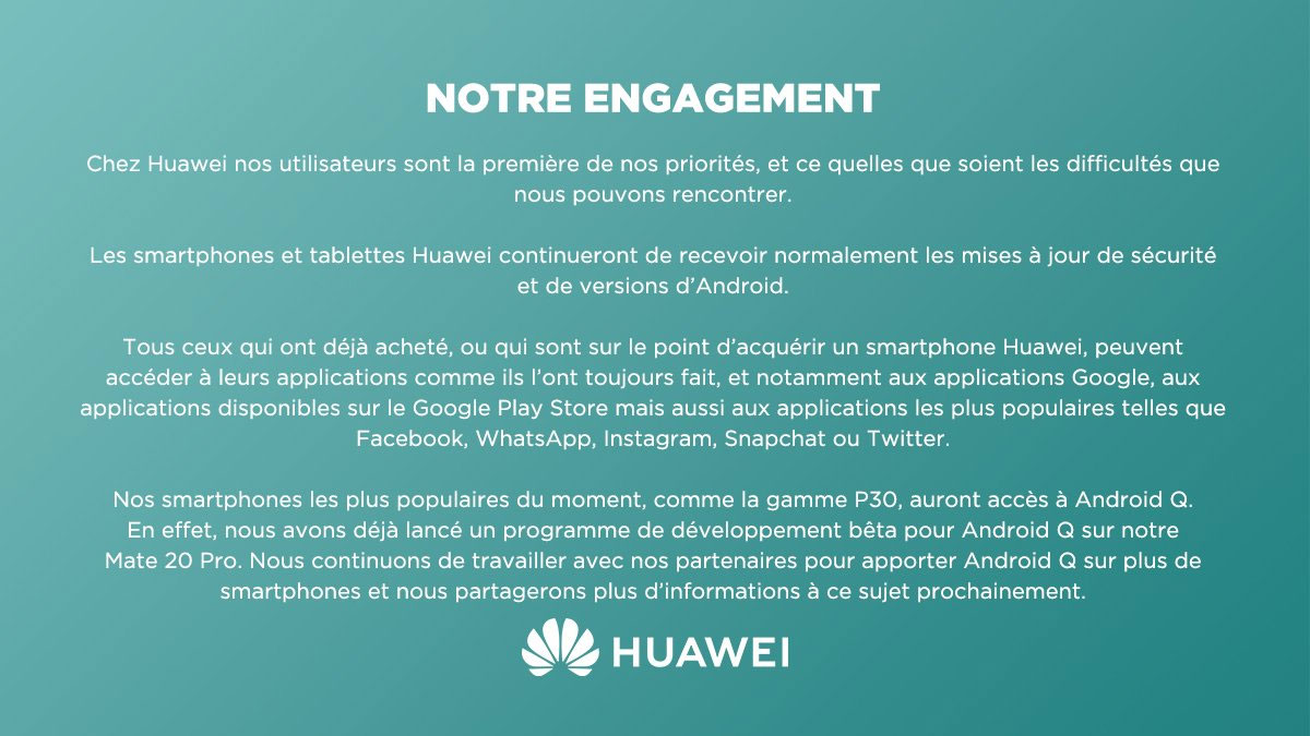 Huawei les smartphones mis à jour vers Android Q