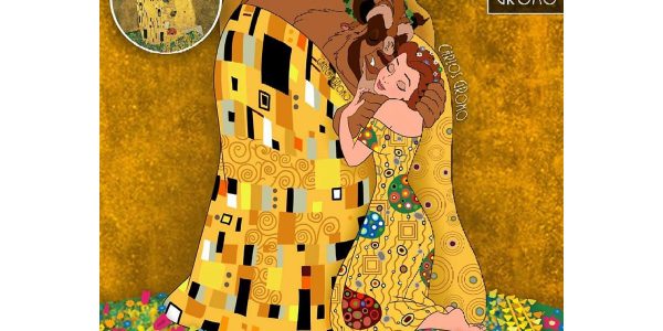 Les personnages Disney dans le tableau le Baiser de Gustave Klimt