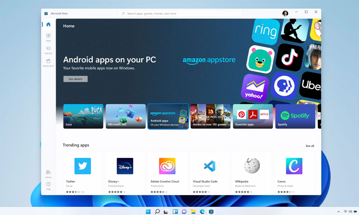 Windows 11 compatible avec les applis Android