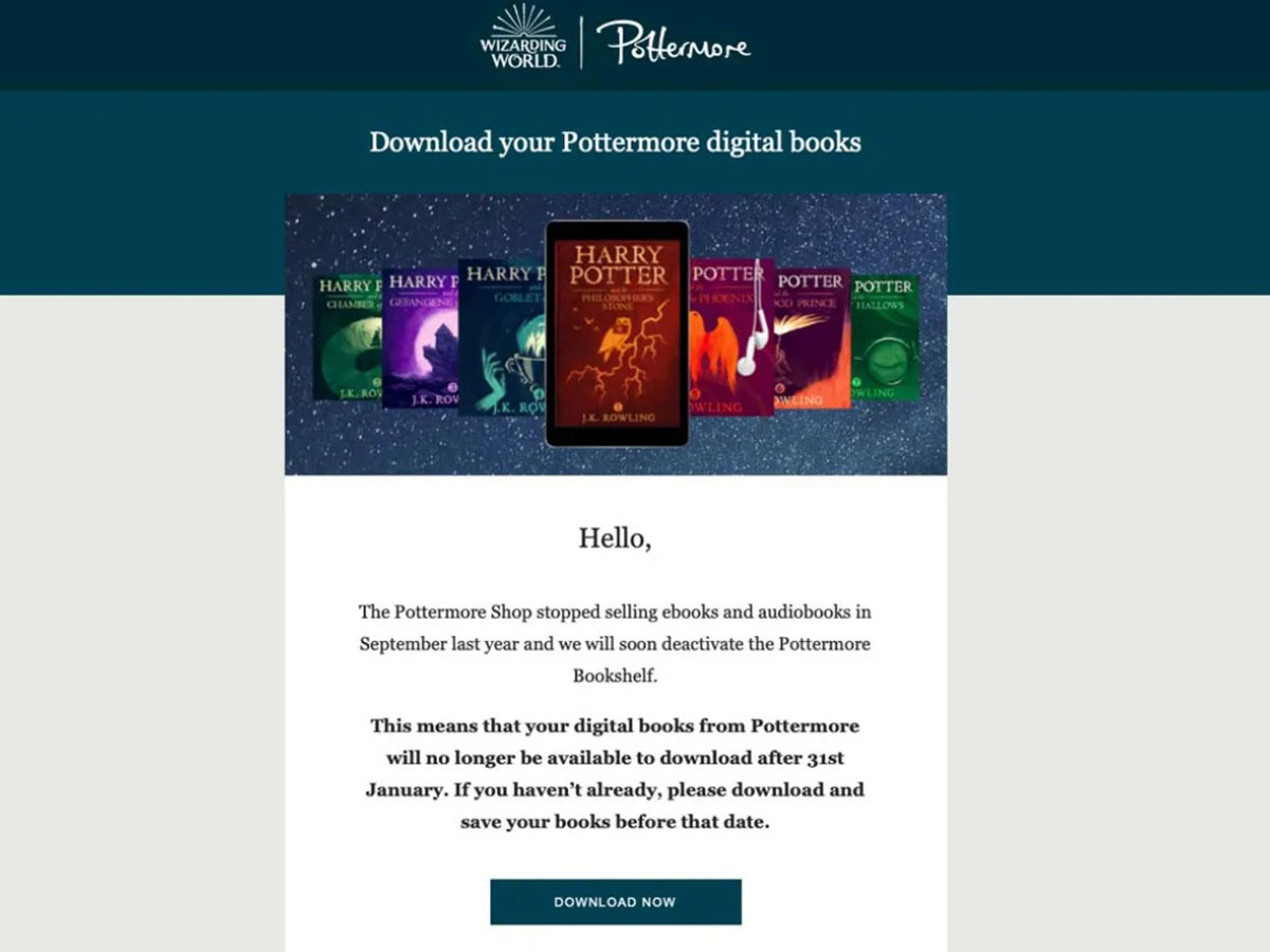 fin de pottermore ebook harry potter.